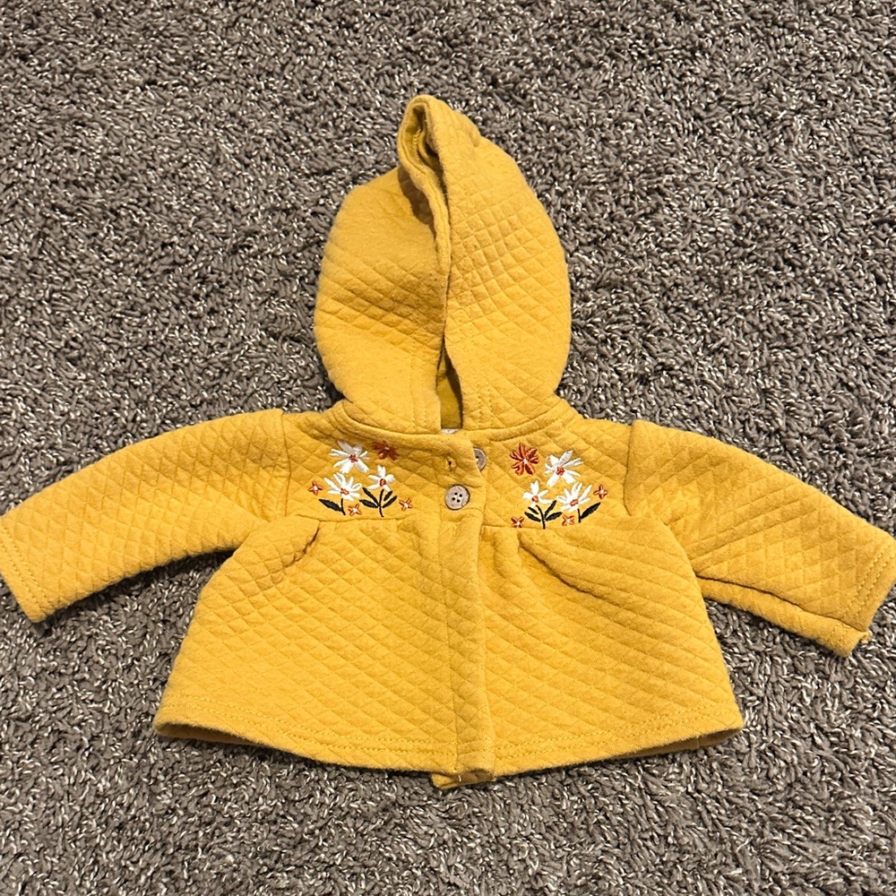 Catherine Malandrino Yellow Quilted Kids Puffer with Embroidery